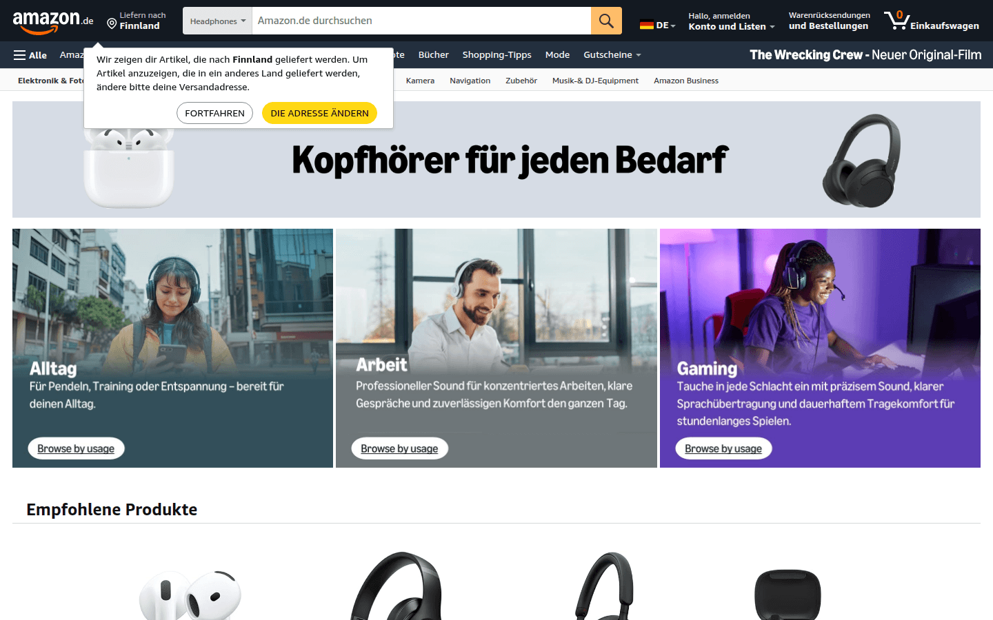 Fiche produit Amazon.de avec images, prix et informations de livraison