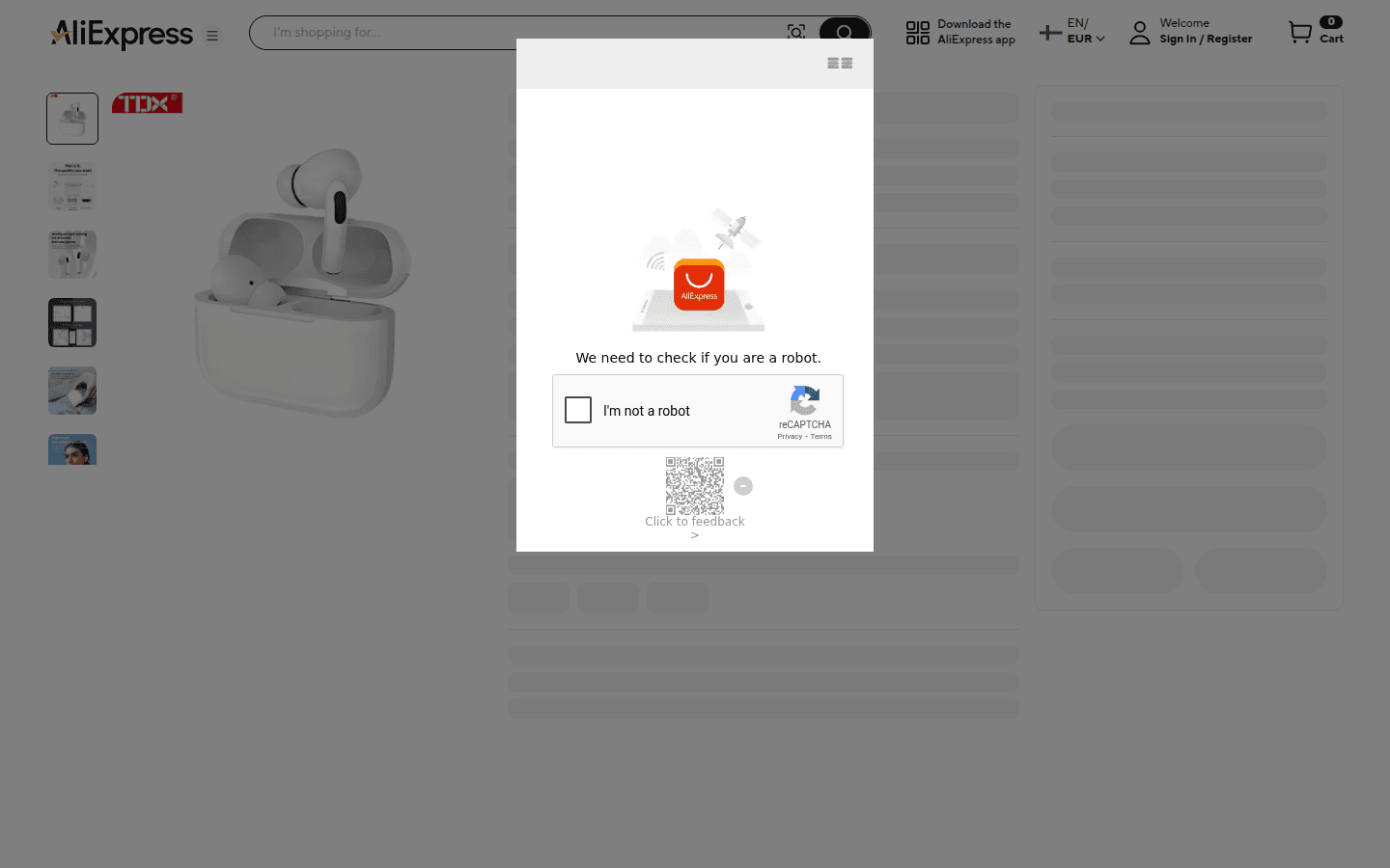 Fiche produit AliExpress avec images, variantes, livraison et avis