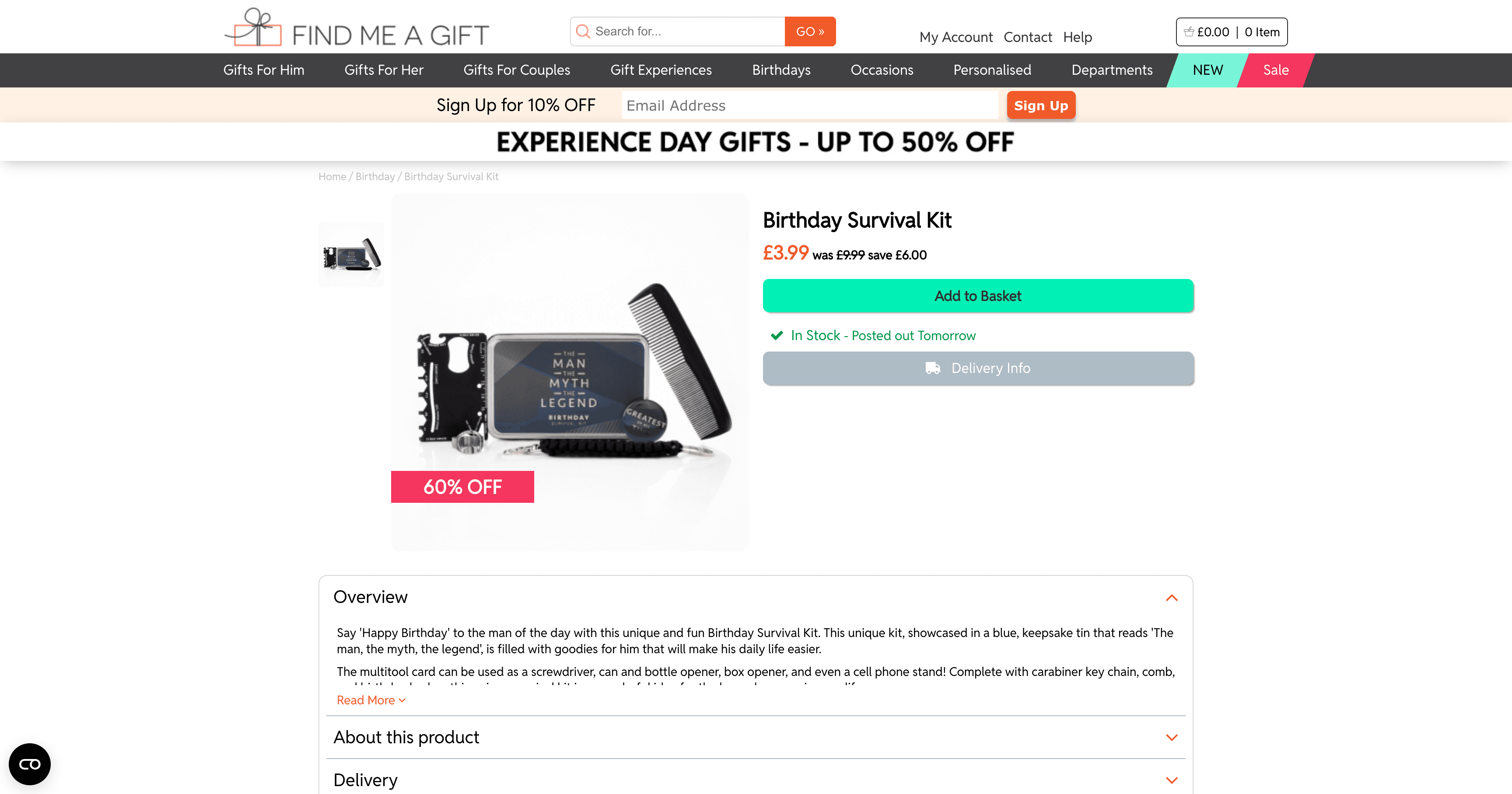 Pagina prodotto Find Me a Gift con immagini, prezzo e dettagli