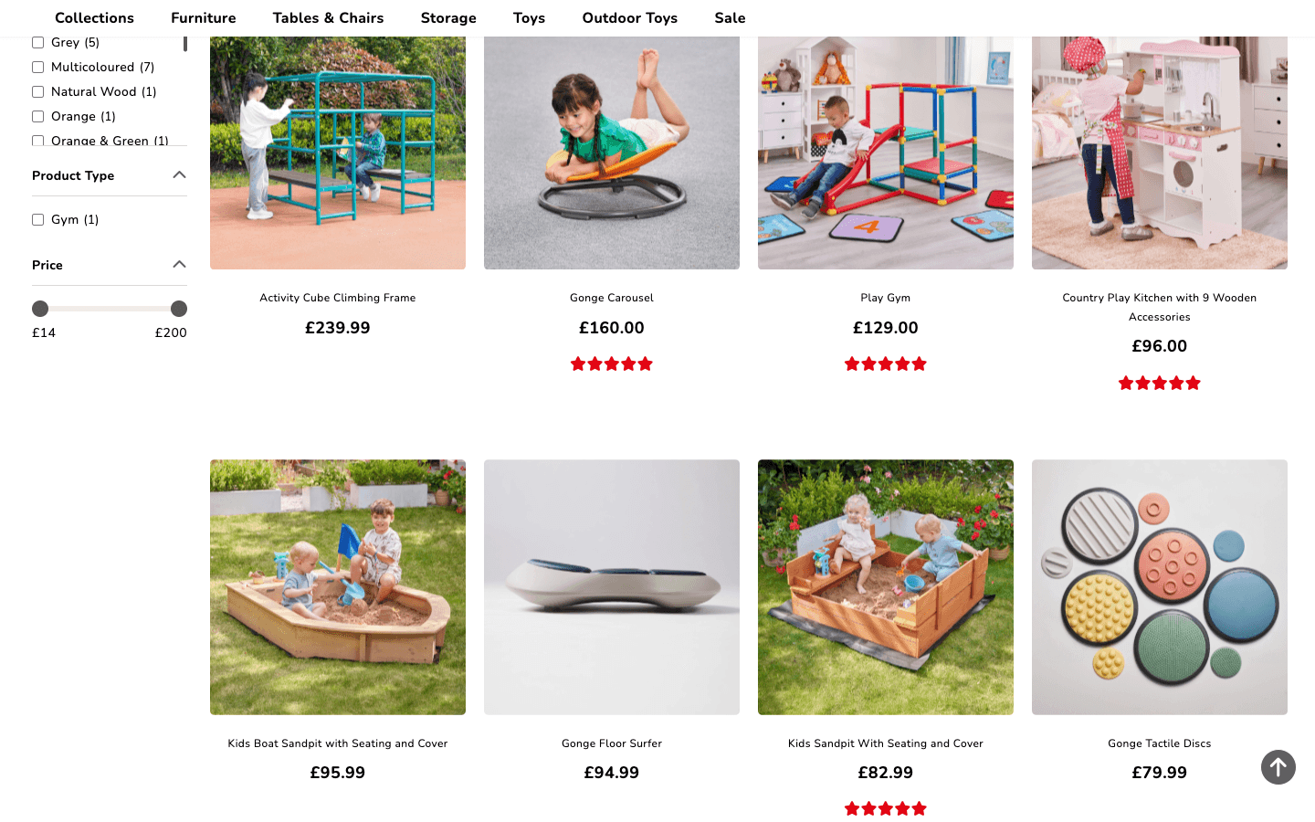 Liberty House Toys Kategorie „Kids Toys“ mit Filtern und Produkt-Grid