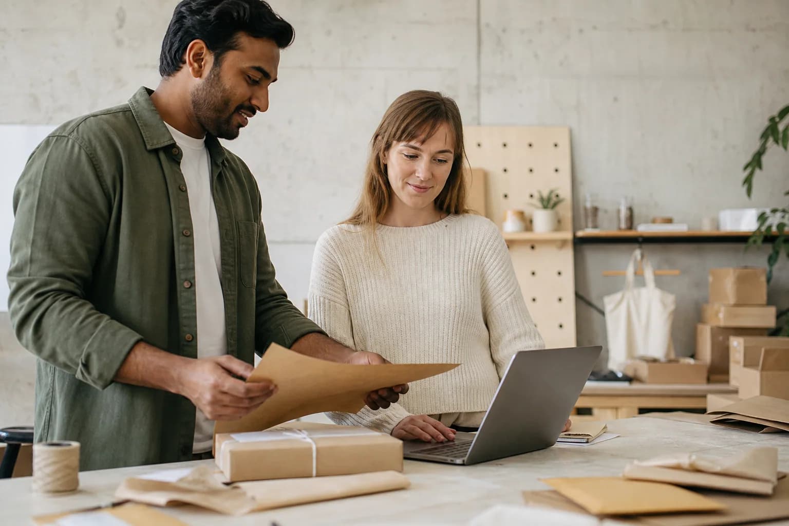 Small online retail team managing customer orders together
