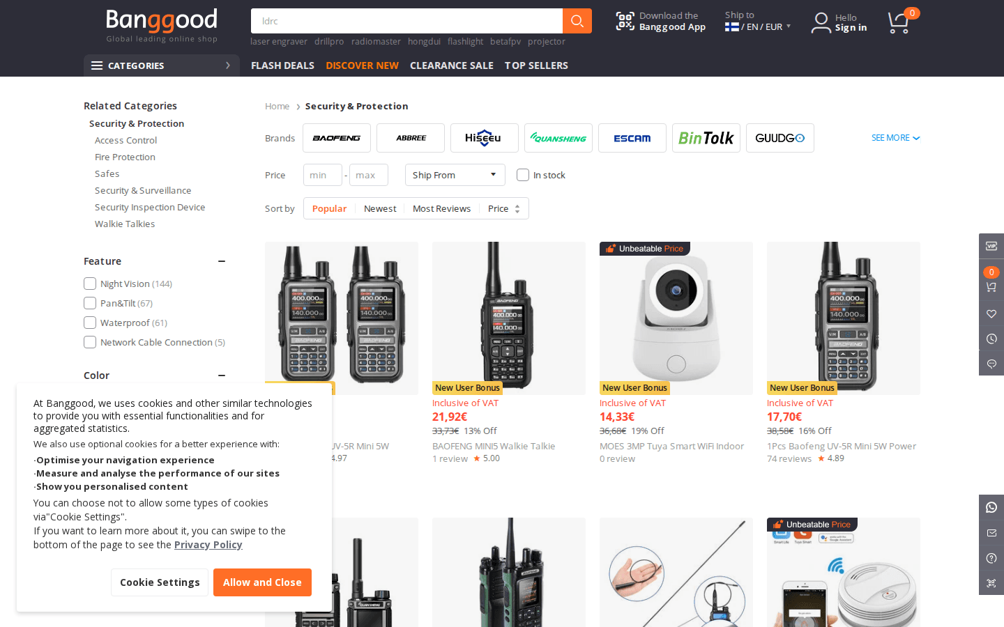 Categoría de Banggood con grid de productos y filtros