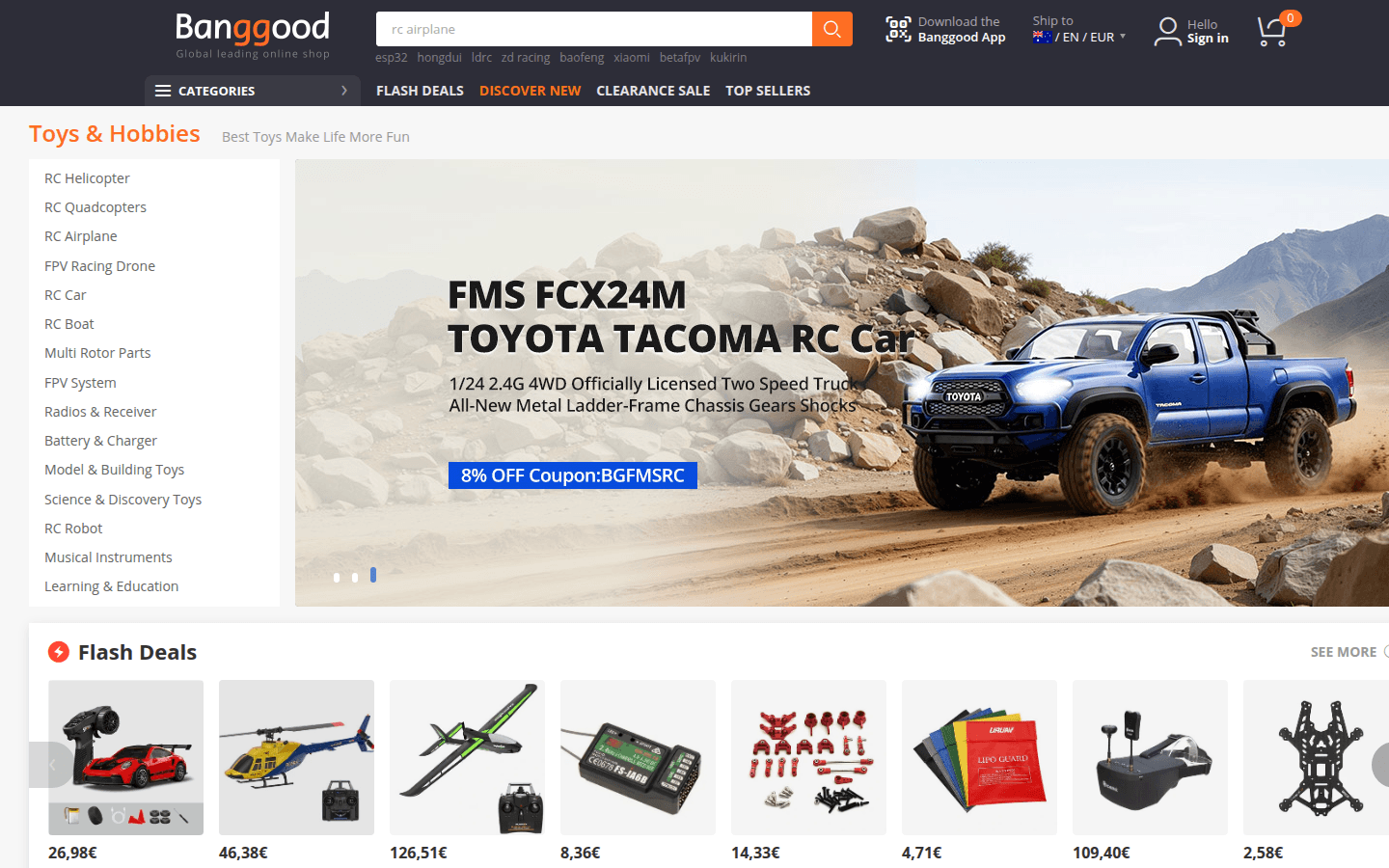 Banggood Avustralya kategori/arama sonuçları; ürün ızgarası