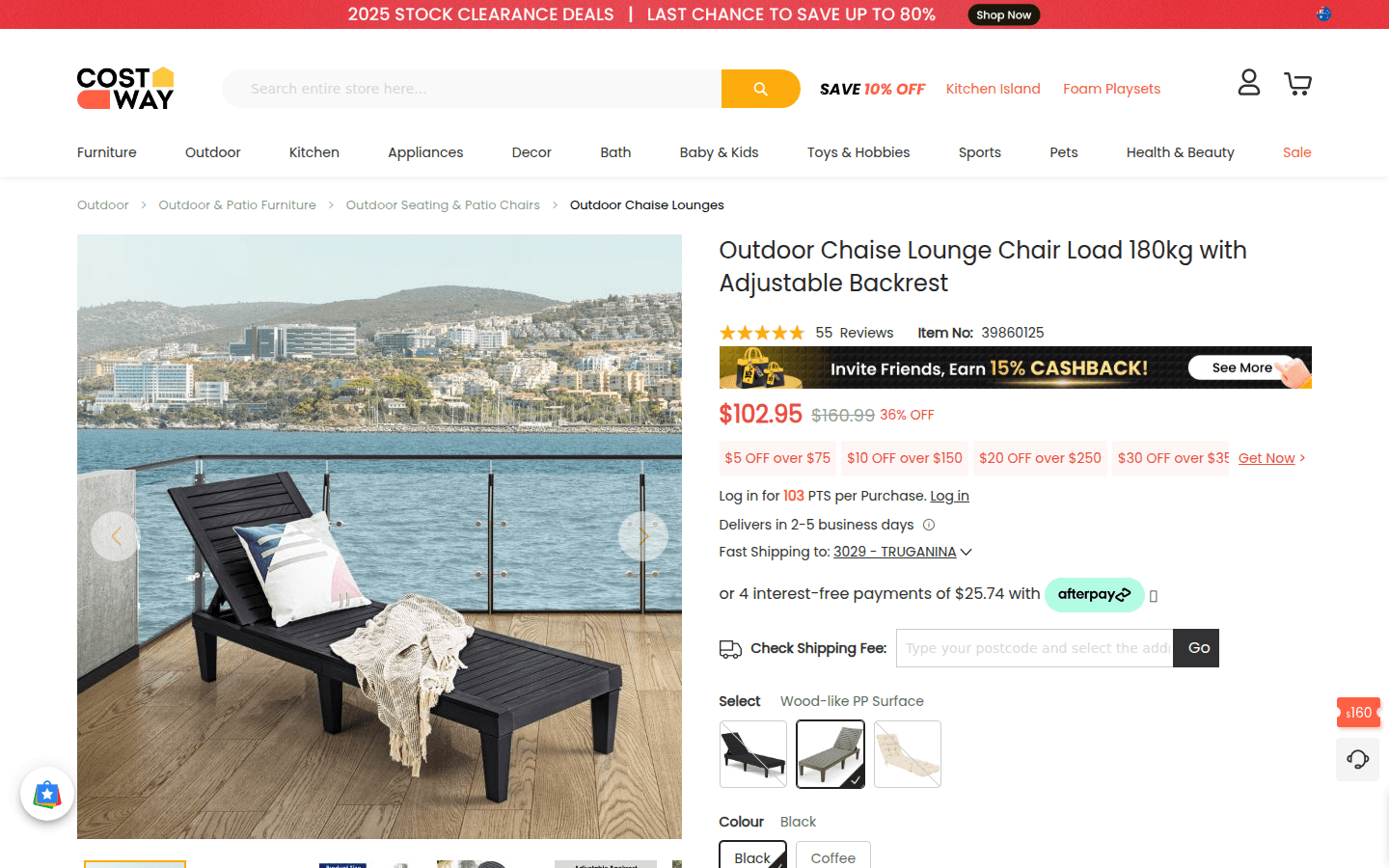 Costway Australien Produktseite mit Bildern und Details