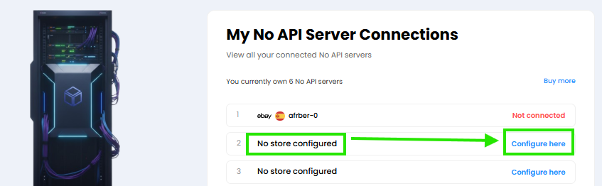 No store configured durumu ve Configure here düğmesi