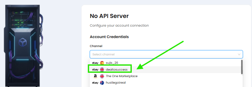 Mağaza seçeneklerini gösteren kanal seçici