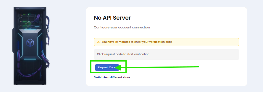 Bağlantı akışındaki Request code düğmesi