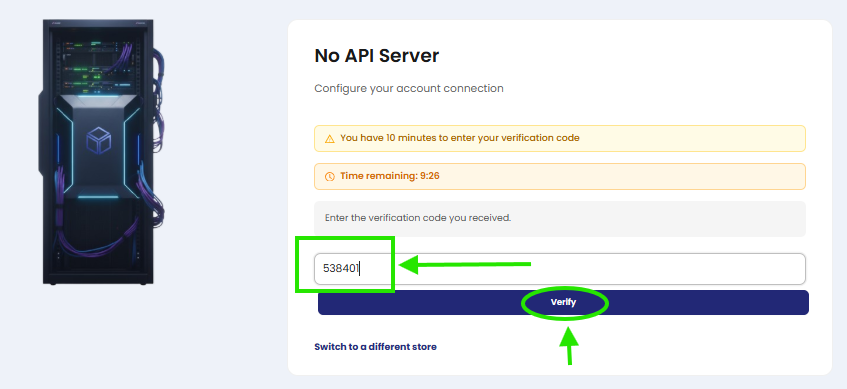 Kod girişi ve Verify düğmesi