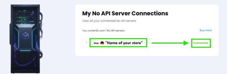 My No API Server Connections dashboard'unda Connected durumu