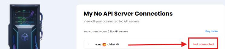 My No API Server Connections dashboard'unda Not Connected durumu