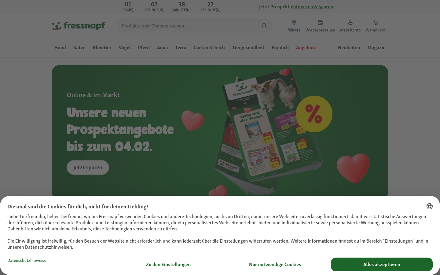 Fressnapf ana sayfa: navigasyon ve kategori öne çıkanları