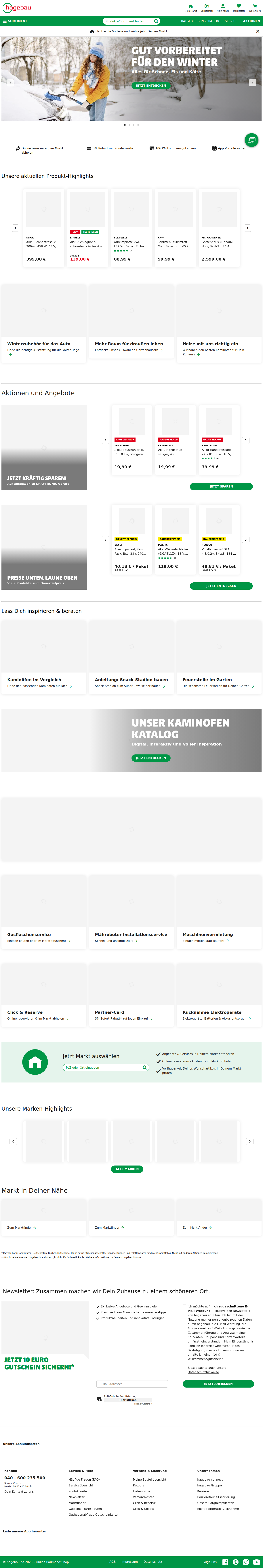 hagebau ana sayfası: navigasyon ve öne çıkan teklifler