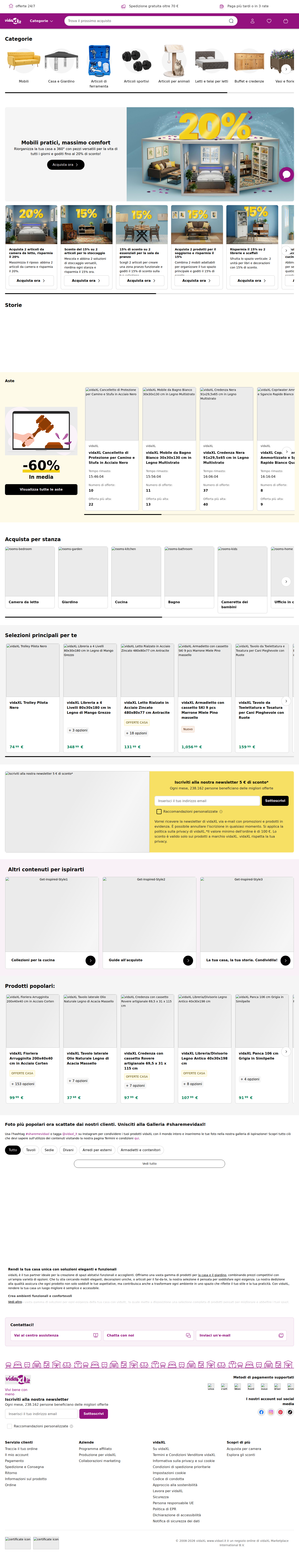 vidaXL İtalya ana sayfası: kategoriler ve öne çıkan ürünler