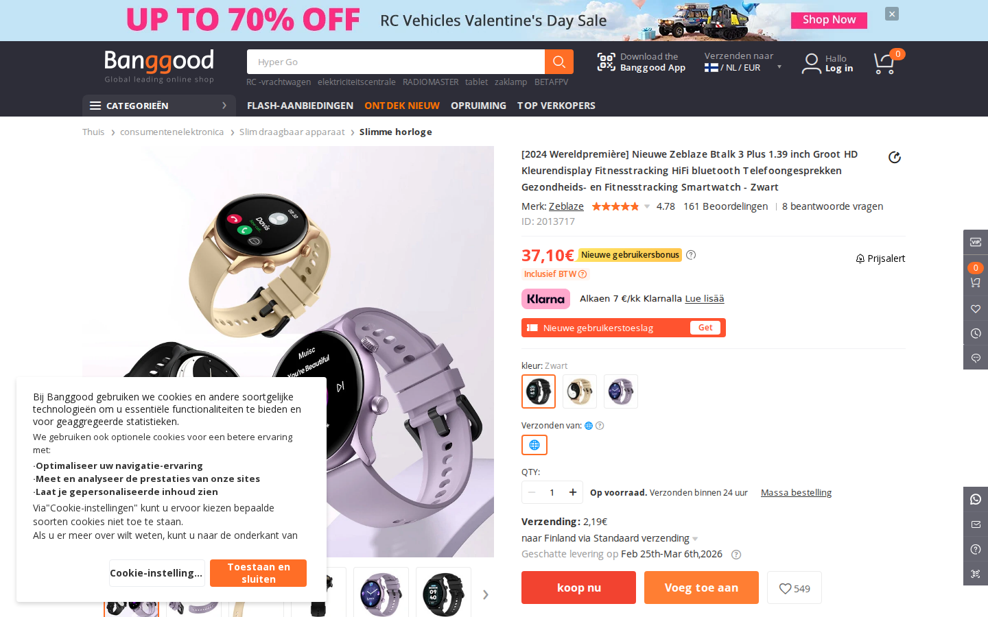 Page produit Banggood NL avec images, prix et détails