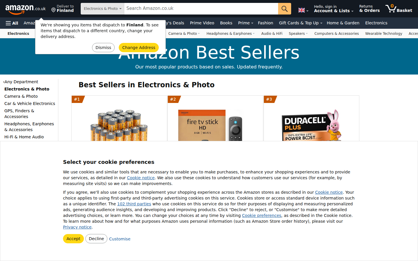 Amazon Best Sellers sayfası: ürün grid’i ve sıralamalar