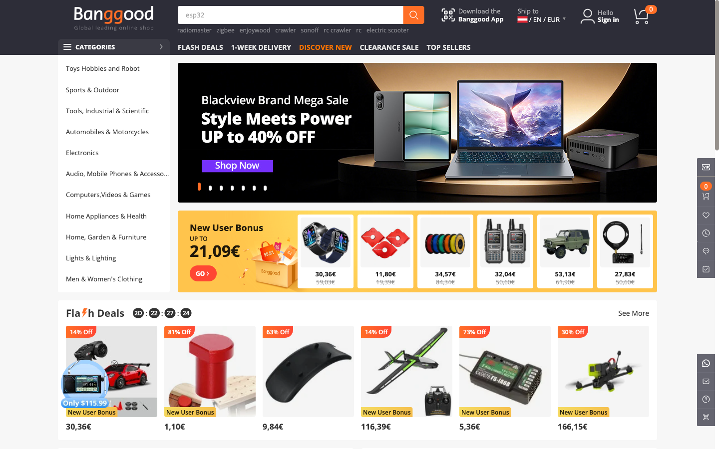 Banggood.com ana sayfa: kategoriler ve fırsatlar