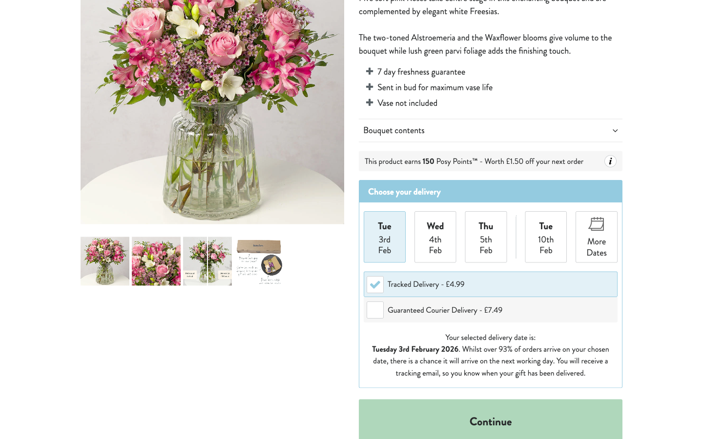 Bunches ürün sayfası: görseller, fiyat ve teslimat detayları