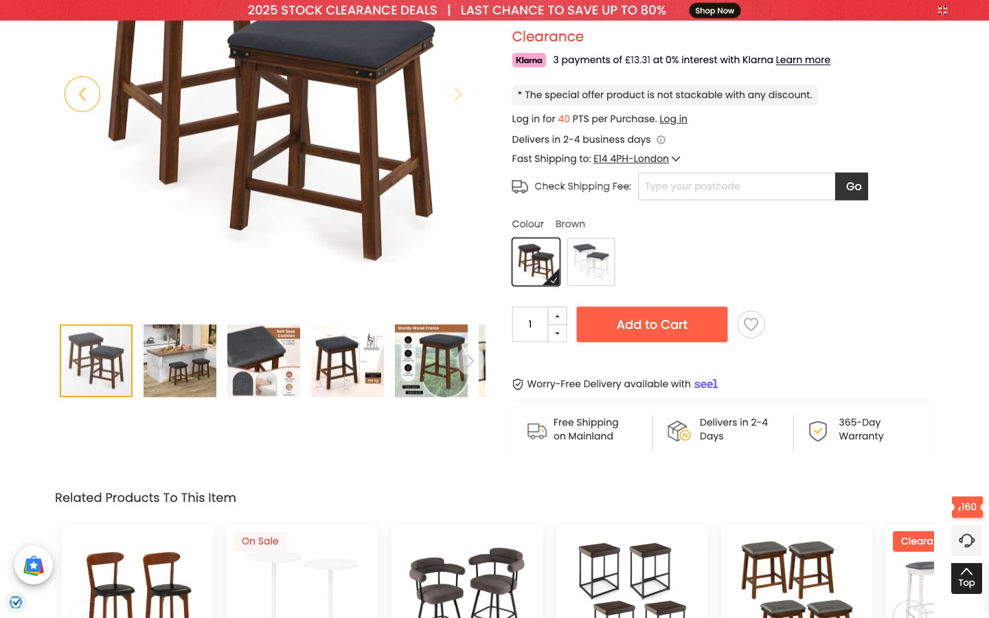 Costway ürün sayfası; fotoğraflar, seçenekler ve teslimat bilgileri