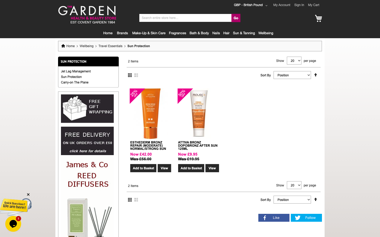 Garden Pharmacy kategori sayfası: ürün grid’i ve filtreler