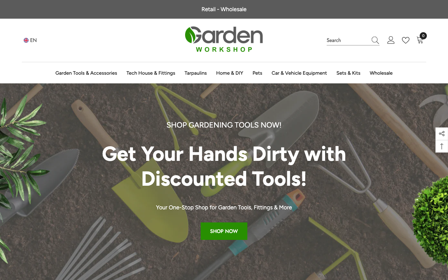 Garden Workshop ana sayfa: bahçe, DIY ve wholesale navigasyonu