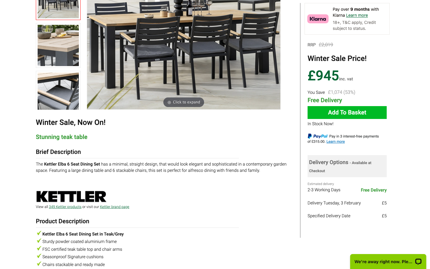 Garden4Less ürün sayfası: görseller, fiyat ve teslimat seçenekleri