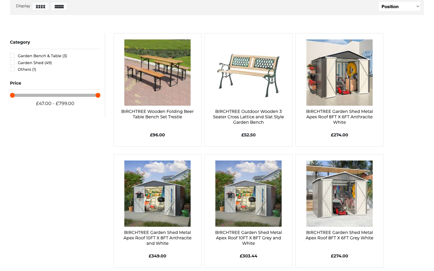 KMS Direct garden furniture kategori sayfası: filtreler ve ürün grid'i