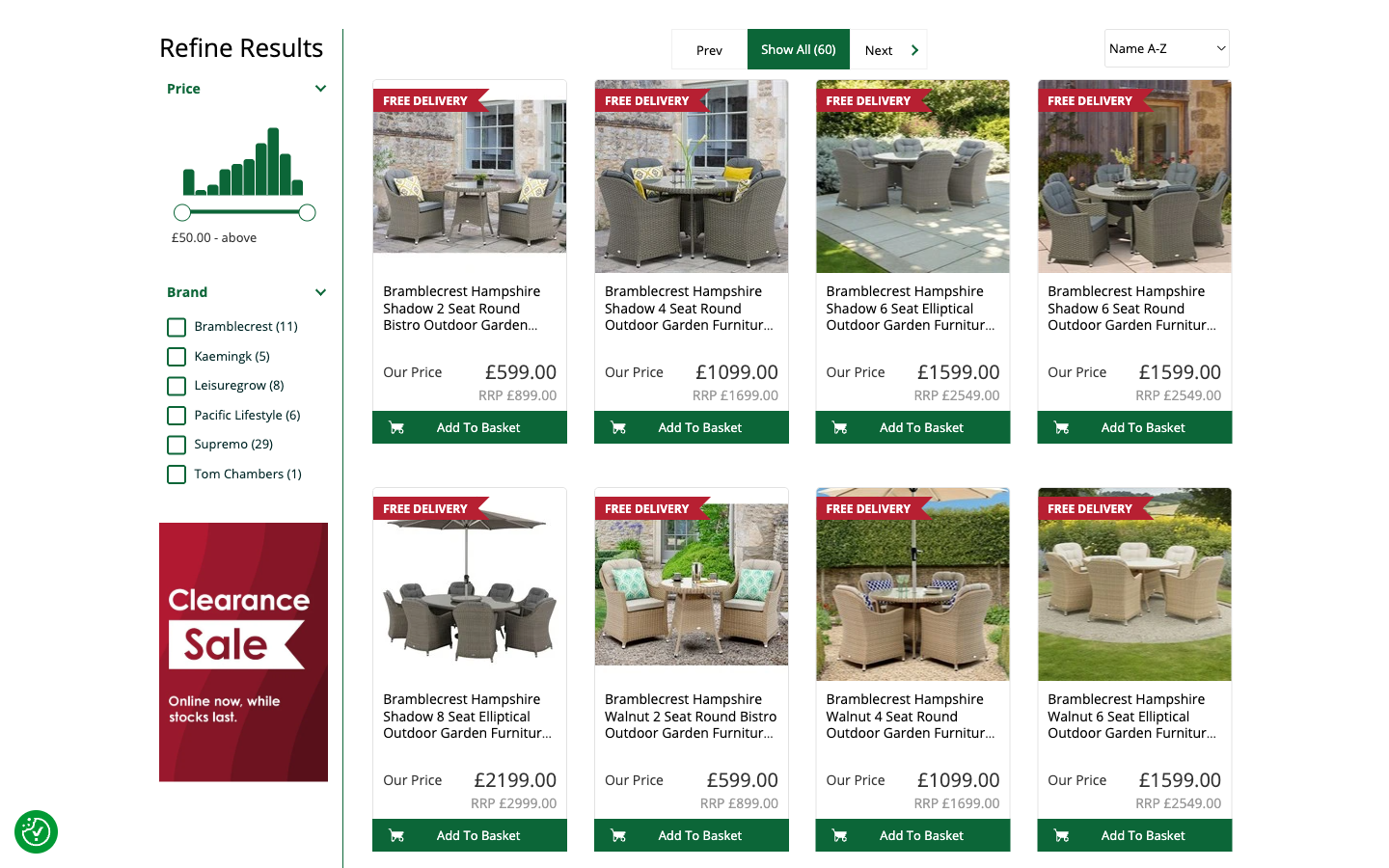 Longacres garden dining set kategorisi: filtreler ve outdoor set ürün grid'i