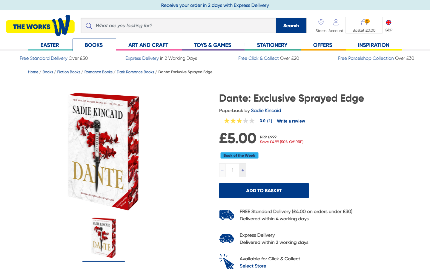 The Works ürün sayfası: kitap görseli, fiyat ve sepete ekleme alanı