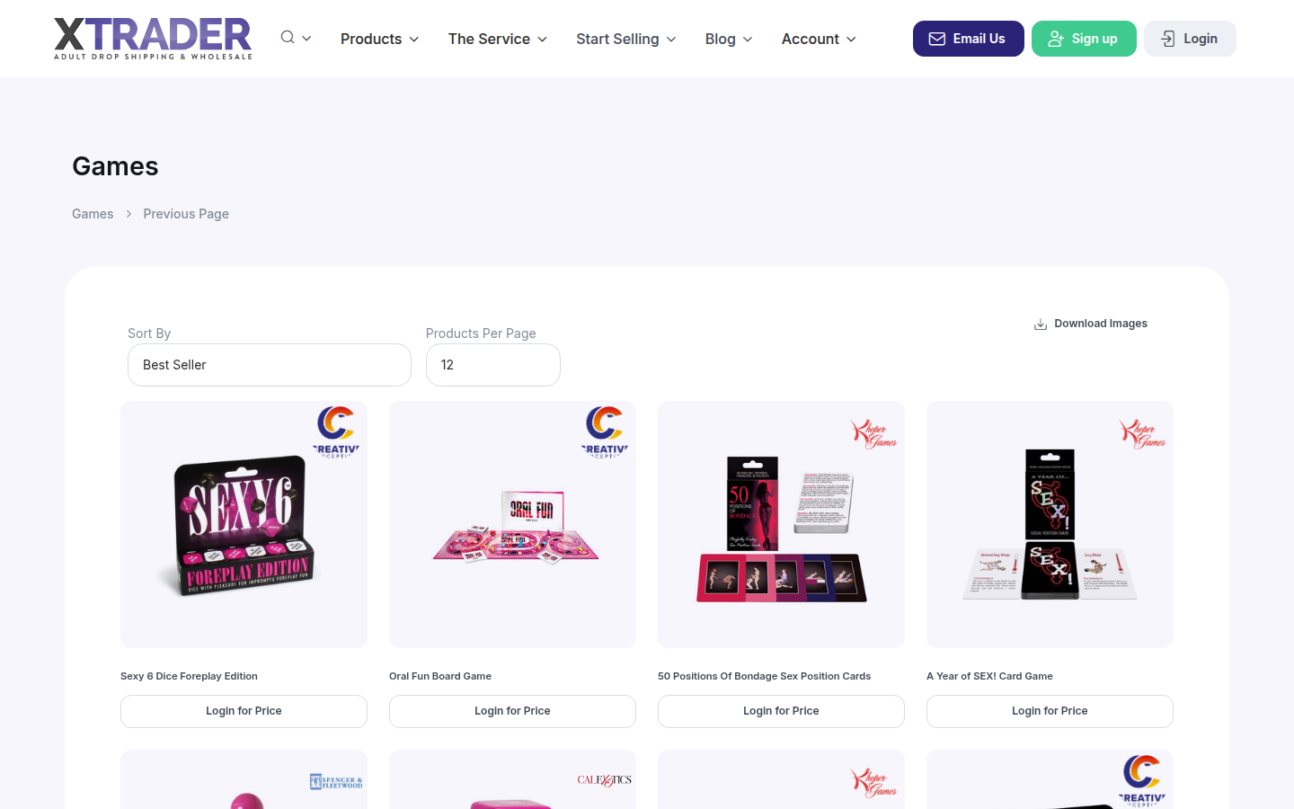 XTrader UK kategori sayfası; ürün ızgarası