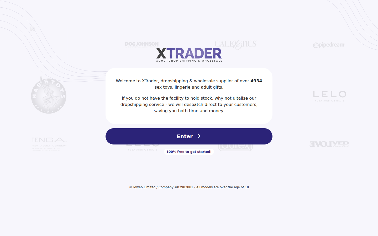XTrader UK giriş sayfası ve “Enter” butonu