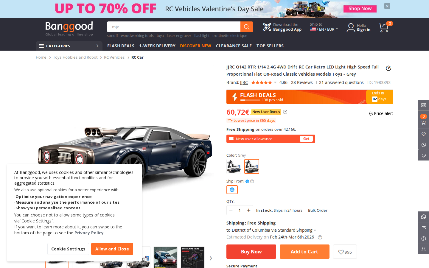 Banggood USA ürün sayfası: fiyat ve kargo bilgileri