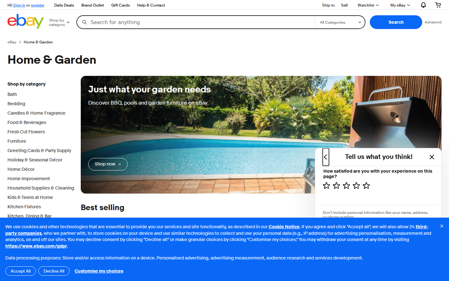 eBay US kategori sayfası: ürün gezintisi ve filtreler