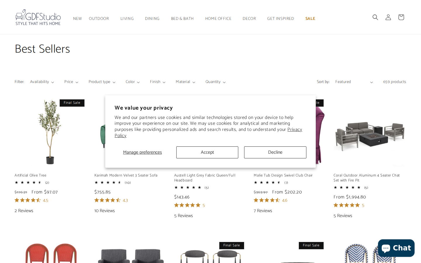 GDFStudio best seller koleksiyonu; ürün ızgarası