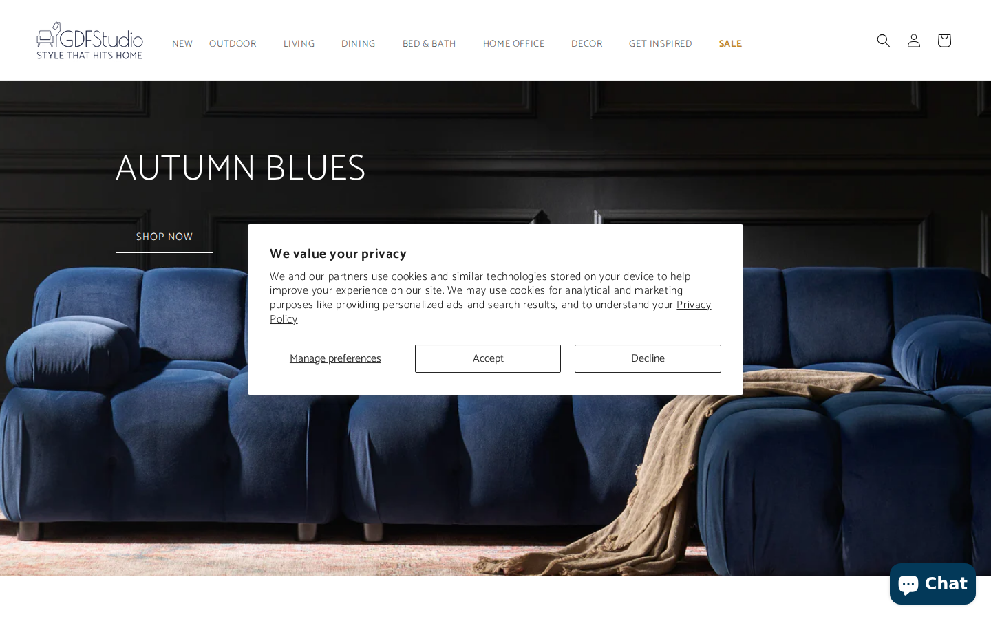 GDFStudio ana sayfası; mobilya ve dekor kategorileri
