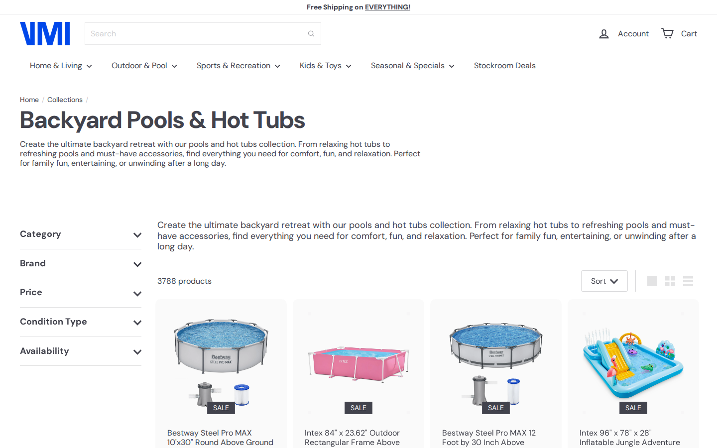 VM Innovations kategori/collection sayfası: ürün grid’i